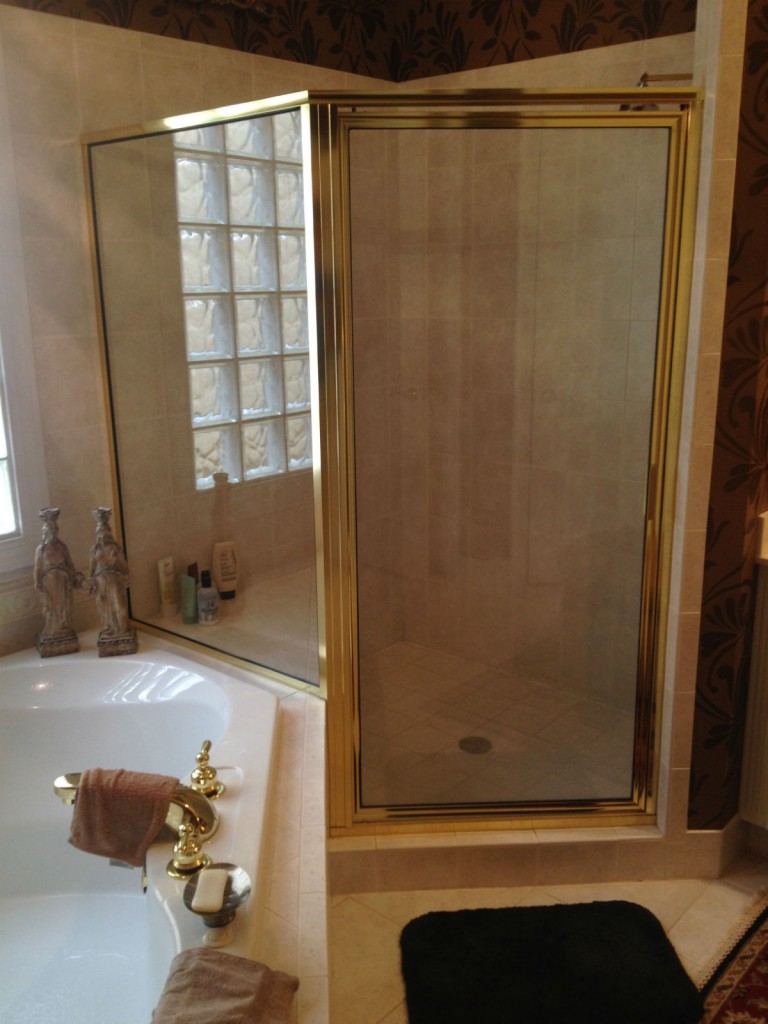 Framed Shower Door Before Removal Wyndham Subdivision Glen Allen, Va