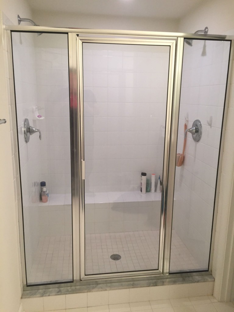 Framed Shower Door Before / West Broad Village / Short Pump / Richmond Va